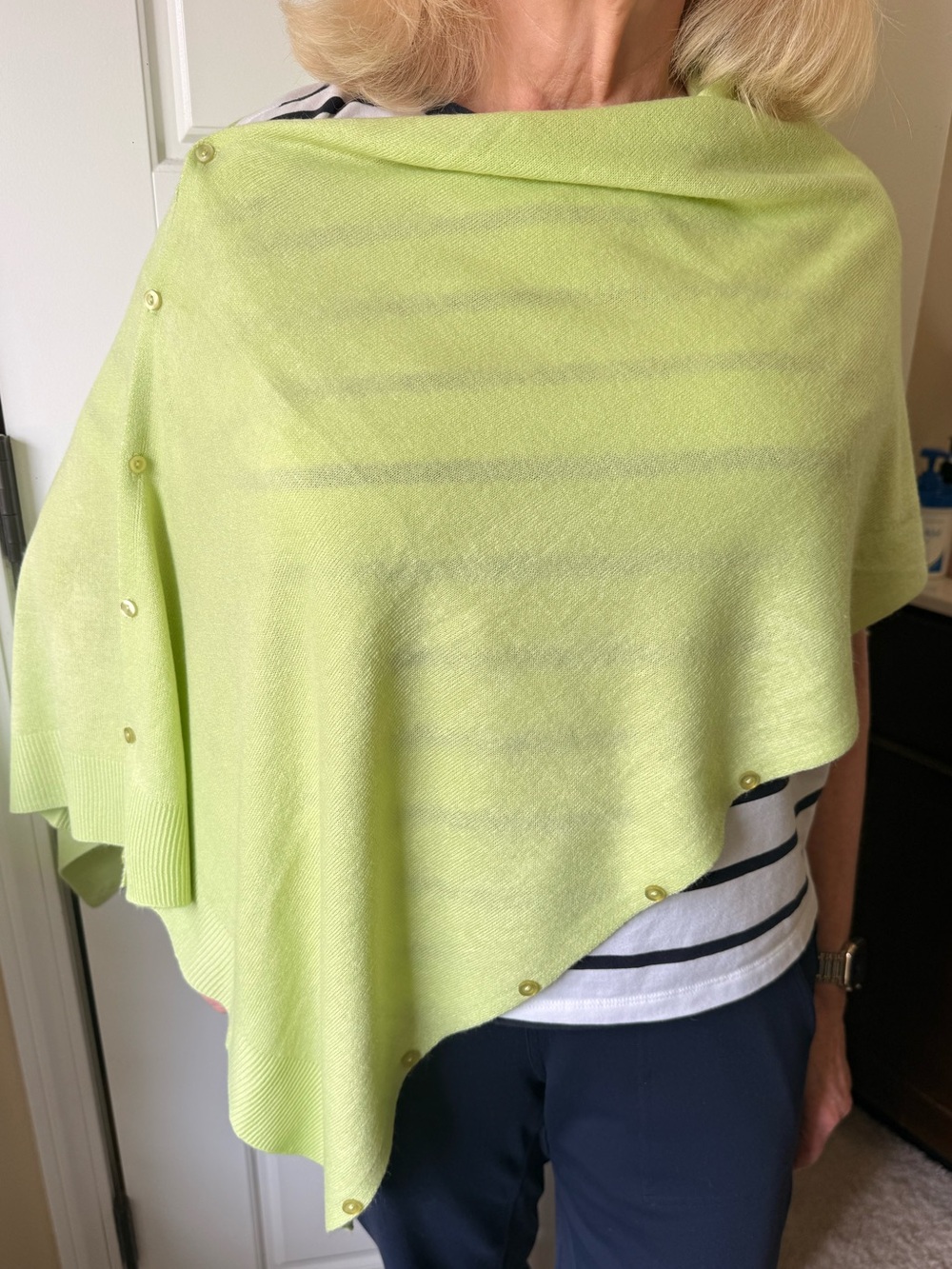 Lime Green Button-Accent Poncho